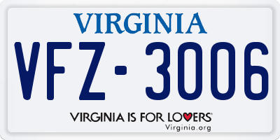 VA license plate VFZ3006