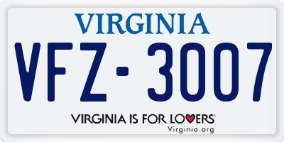 VA license plate VFZ3007