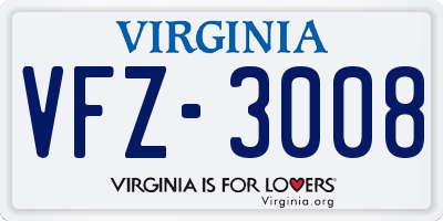 VA license plate VFZ3008