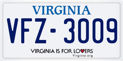 VA license plate VFZ3009