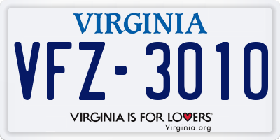 VA license plate VFZ3010