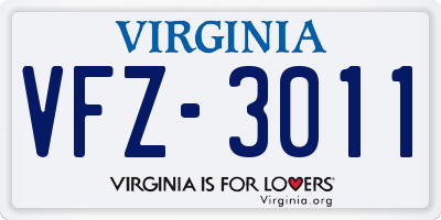 VA license plate VFZ3011