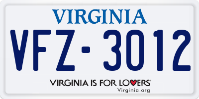 VA license plate VFZ3012