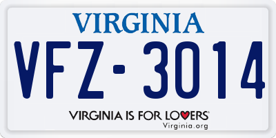 VA license plate VFZ3014