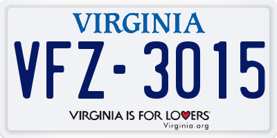 VA license plate VFZ3015