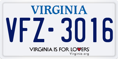 VA license plate VFZ3016