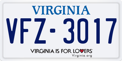 VA license plate VFZ3017