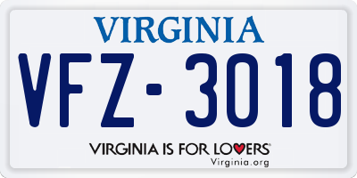 VA license plate VFZ3018