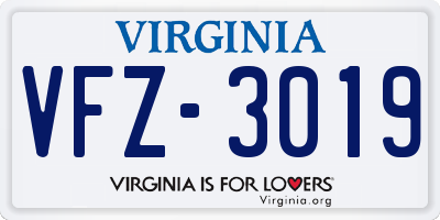 VA license plate VFZ3019