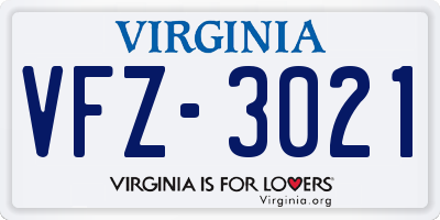 VA license plate VFZ3021