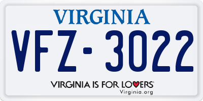 VA license plate VFZ3022