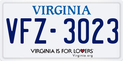 VA license plate VFZ3023