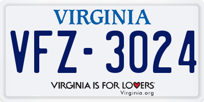 VA license plate VFZ3024