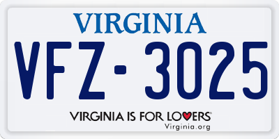 VA license plate VFZ3025