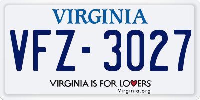VA license plate VFZ3027