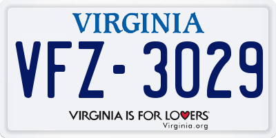 VA license plate VFZ3029