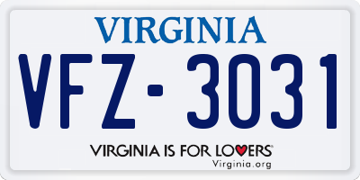 VA license plate VFZ3031