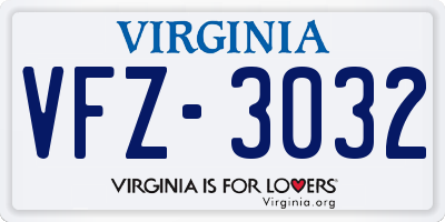 VA license plate VFZ3032