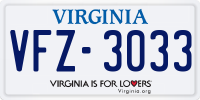 VA license plate VFZ3033