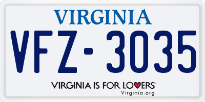VA license plate VFZ3035