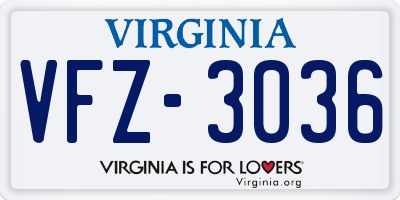 VA license plate VFZ3036