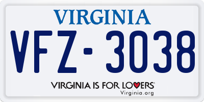VA license plate VFZ3038