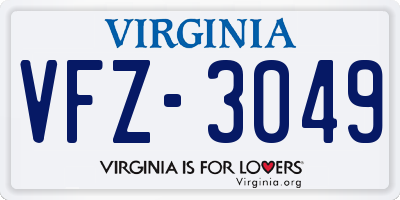 VA license plate VFZ3049