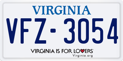VA license plate VFZ3054