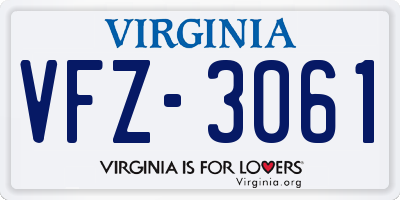 VA license plate VFZ3061