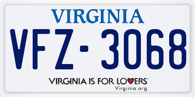 VA license plate VFZ3068