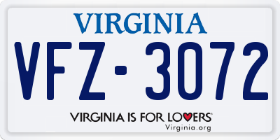 VA license plate VFZ3072