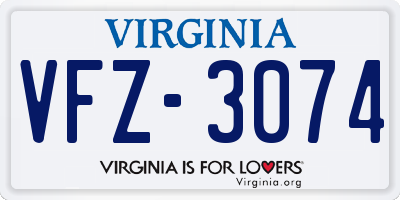 VA license plate VFZ3074