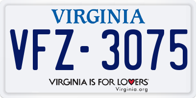 VA license plate VFZ3075
