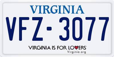 VA license plate VFZ3077