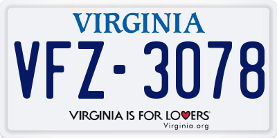 VA license plate VFZ3078