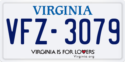 VA license plate VFZ3079