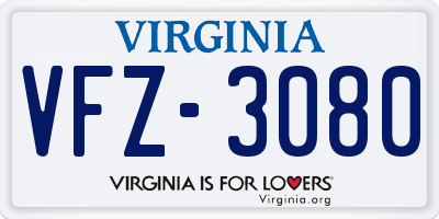 VA license plate VFZ3080