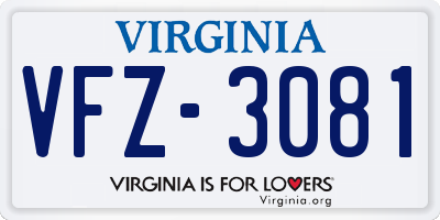 VA license plate VFZ3081