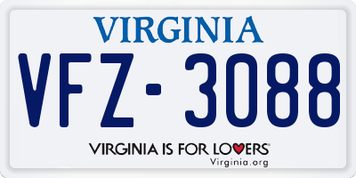 VA license plate VFZ3088