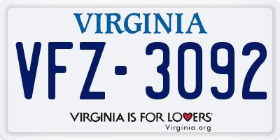 VA license plate VFZ3092