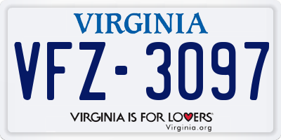 VA license plate VFZ3097