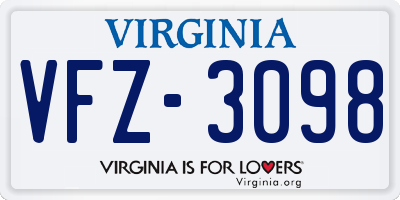 VA license plate VFZ3098