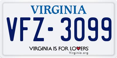 VA license plate VFZ3099