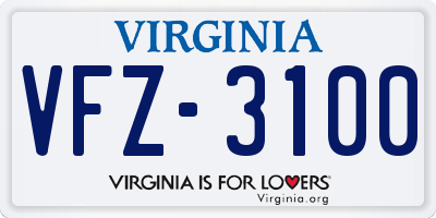 VA license plate VFZ3100