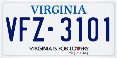VA license plate VFZ3101