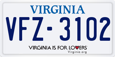 VA license plate VFZ3102