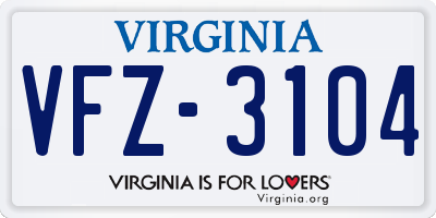 VA license plate VFZ3104