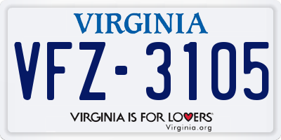 VA license plate VFZ3105