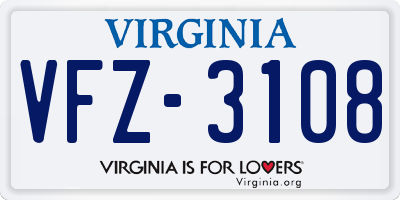 VA license plate VFZ3108