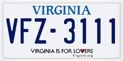 VA license plate VFZ3111